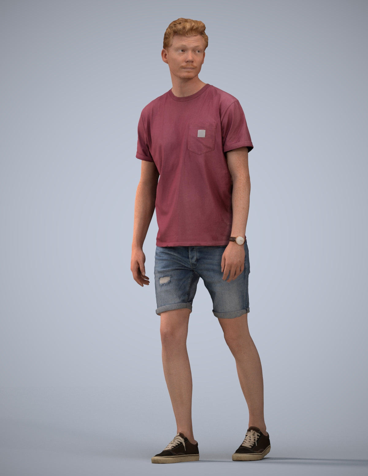 scanned 3D man casual walking, photogrammetry people for Enscape and V-Ray