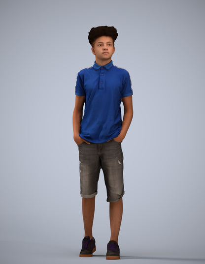 3D scanned boy kids casual, photorealistic archviz people for Enscape and SketchUp