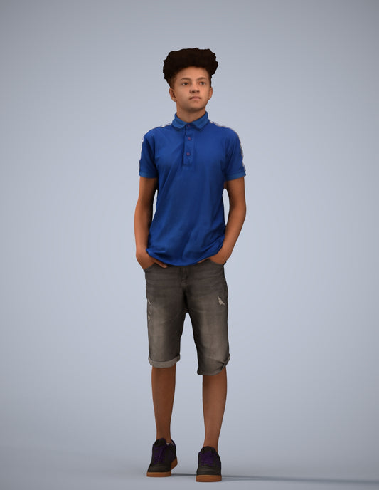 3D scanned boy kids casual, photorealistic archviz people for Enscape and SketchUp