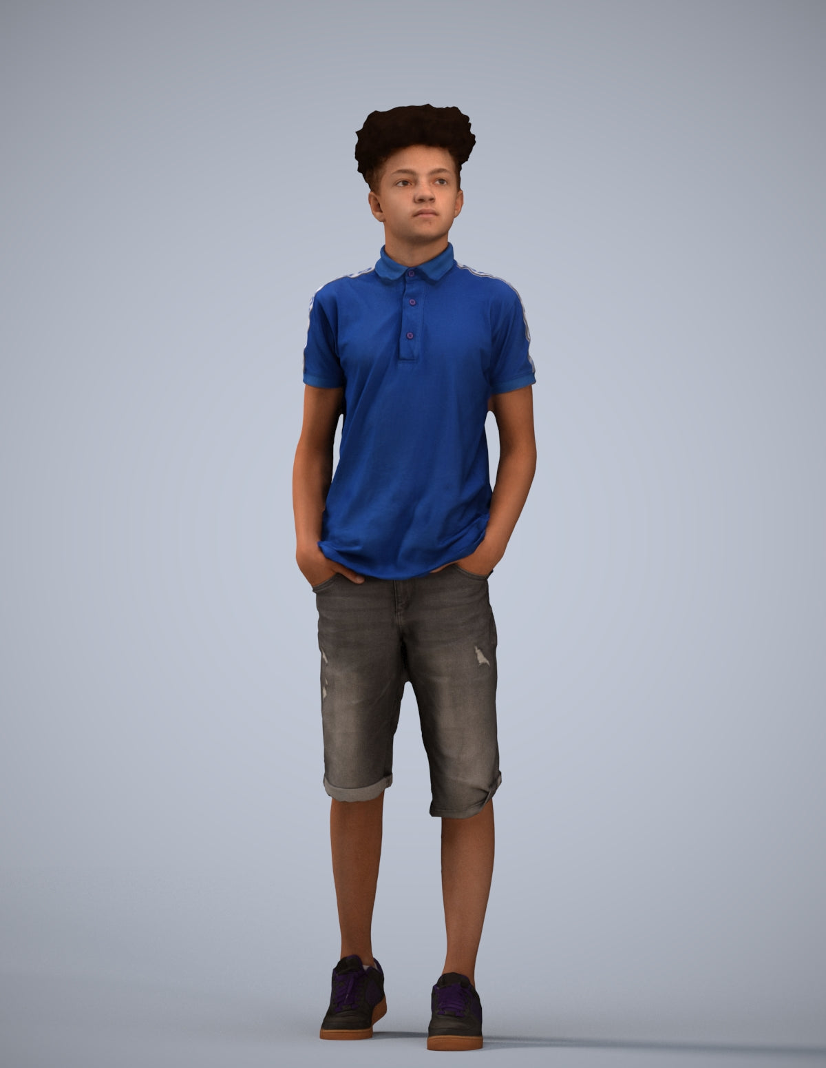 3D scanned boy kids casual, photorealistic archviz people for Enscape and SketchUp