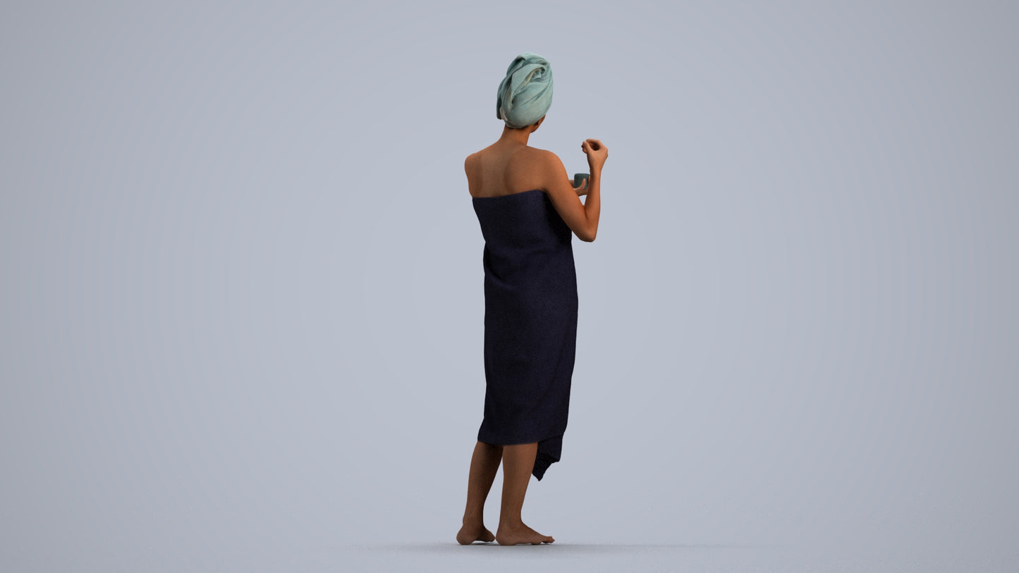 scanned 3D woman standing, photogrammetry people for Enscape and V-Ray, front view render