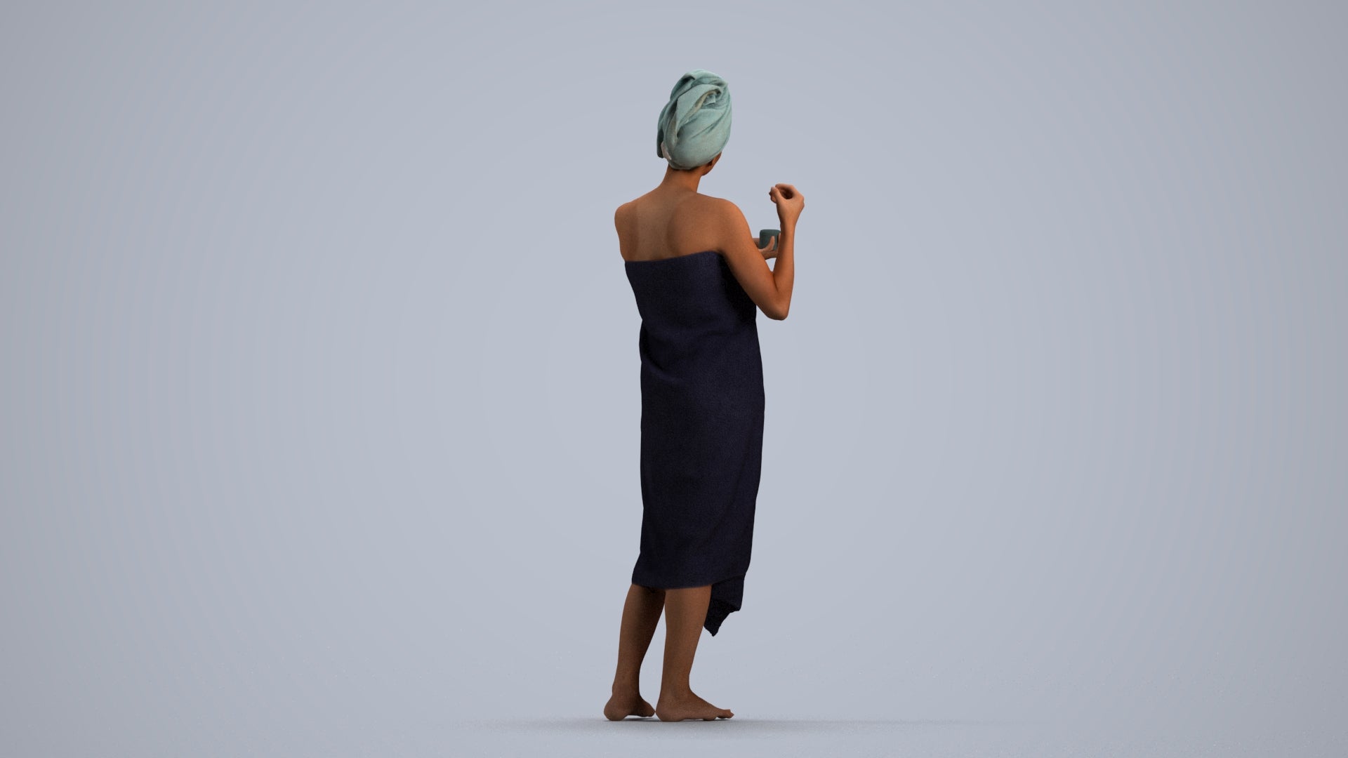 scanned 3D woman standing, photogrammetry people for Enscape and V-Ray, front view render