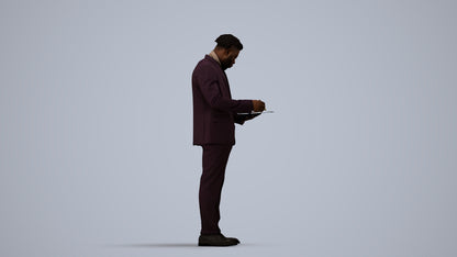 realistic 3D man business, scanned archviz people for Blender and 3ds Max, side view render