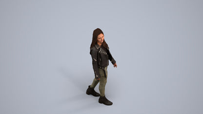 realistic 3D woman casual walking, scanned archviz people for Blender and 3ds Max, back view render