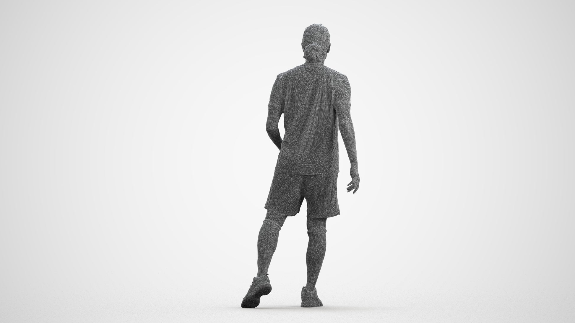 photogrammetry 3D man sport, realistic human model archviz FBX, wireframe front view