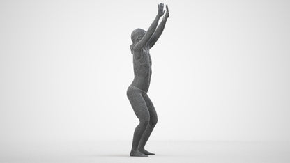 scanned 3D woman pool, photogrammetry people for Enscape and V-Ray, wireframe side view