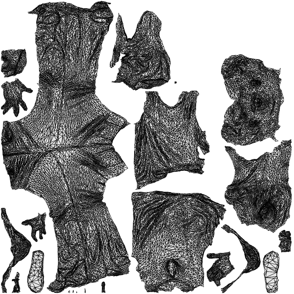 3D scanned woman standing casual, photorealistic archviz people for Enscape and SketchUp, wireframe top-down view
