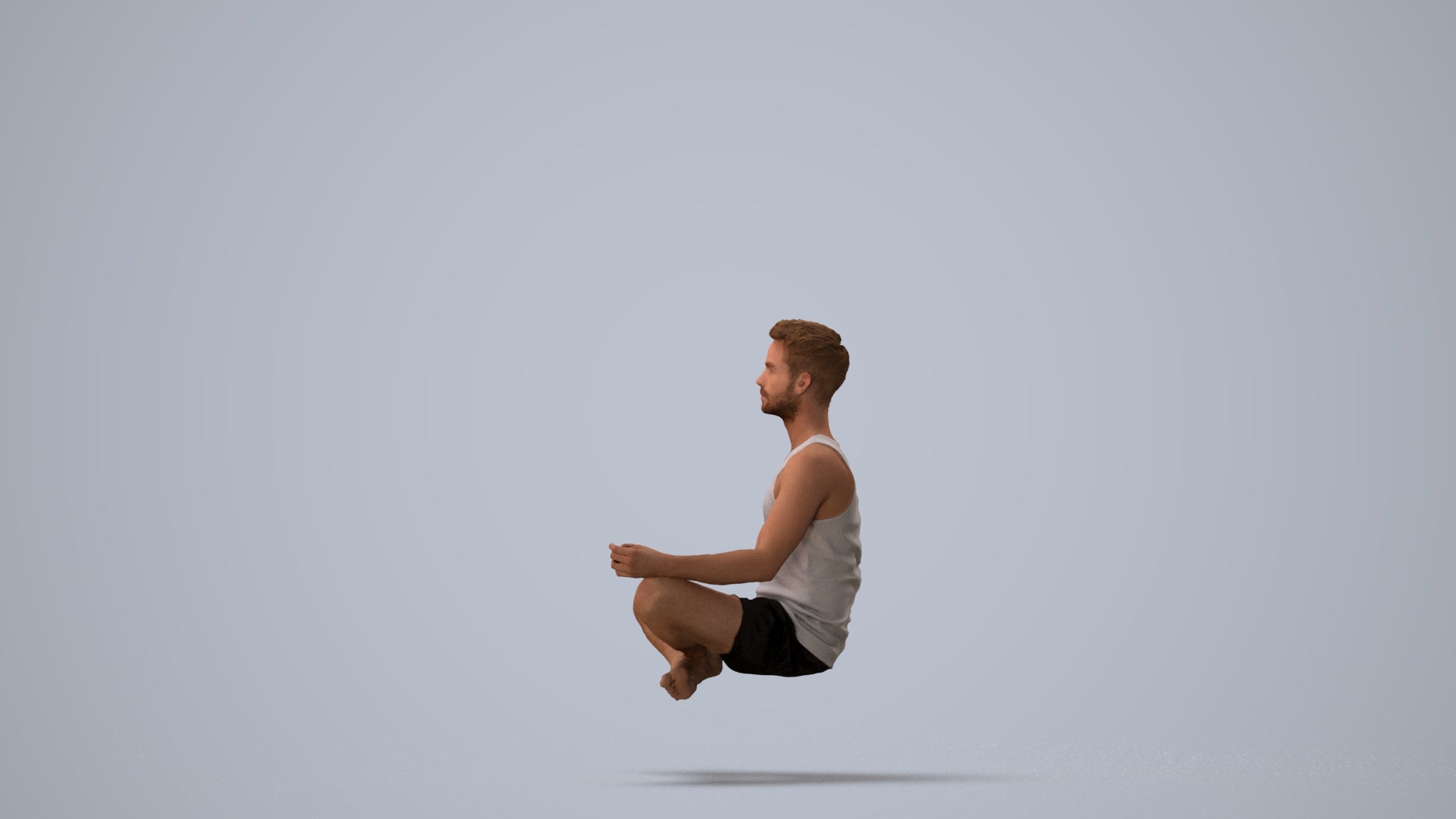 realistic 3D man sport, scanned archviz people for Blender and 3ds Max, three-quarter view render