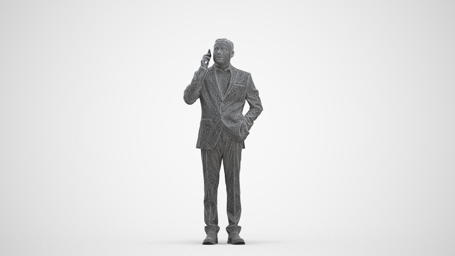 3D scanned man business, photorealistic archviz people for Enscape and SketchUp, three-quarter front view render