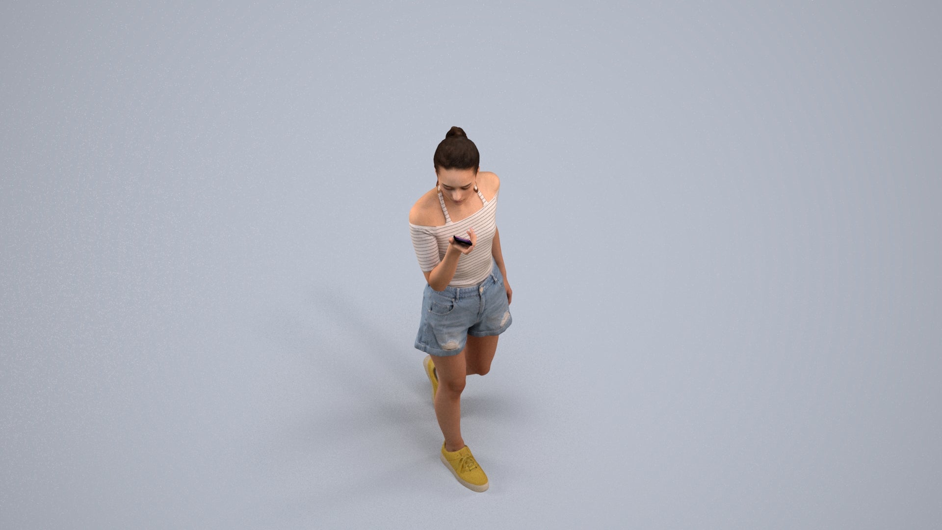 photogrammetry 3D woman casual walking, realistic human model archviz FBX, back view render