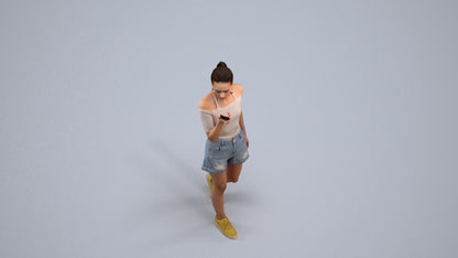 photogrammetry 3D woman casual walking, realistic human model archviz FBX, back view render