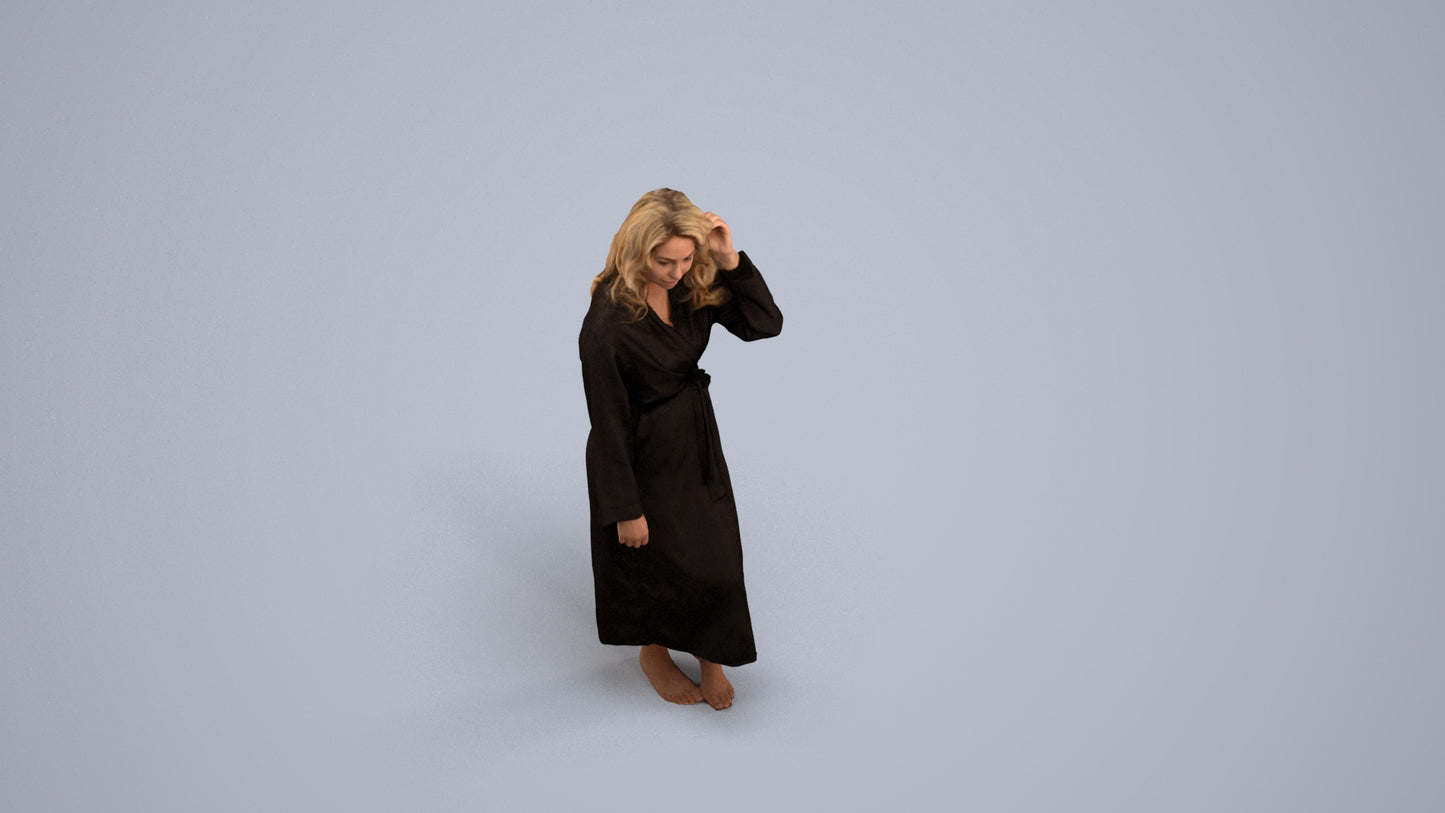 3D people model woman business standing, scanned human for 3ds Max rendering, back view render