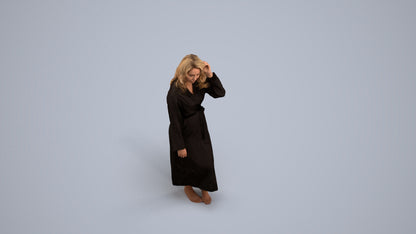 3D people model woman business standing, scanned human for 3ds Max rendering, back view render