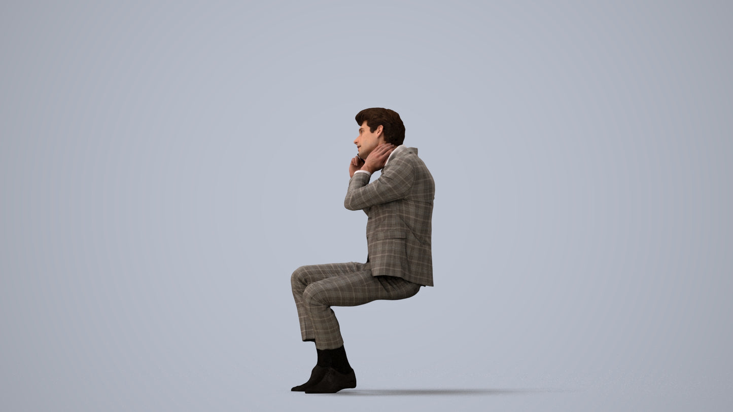 realistic 3D human man business, archviz people FBX OBJ for Blender, three-quarter view render