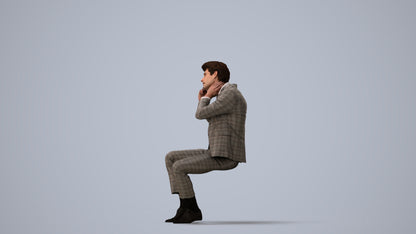realistic 3D human man business, archviz people FBX OBJ for Blender, three-quarter view render