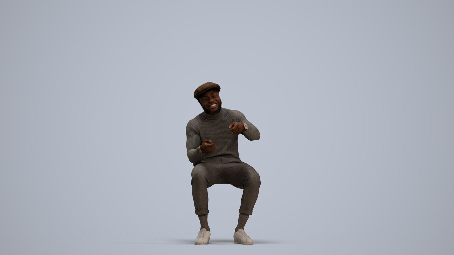 3D scanned man sitting casual, photorealistic archviz people for Enscape and SketchUp, standing pose render