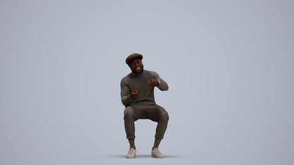 3D scanned man sitting casual, photorealistic archviz people for Enscape and SketchUp, standing pose render