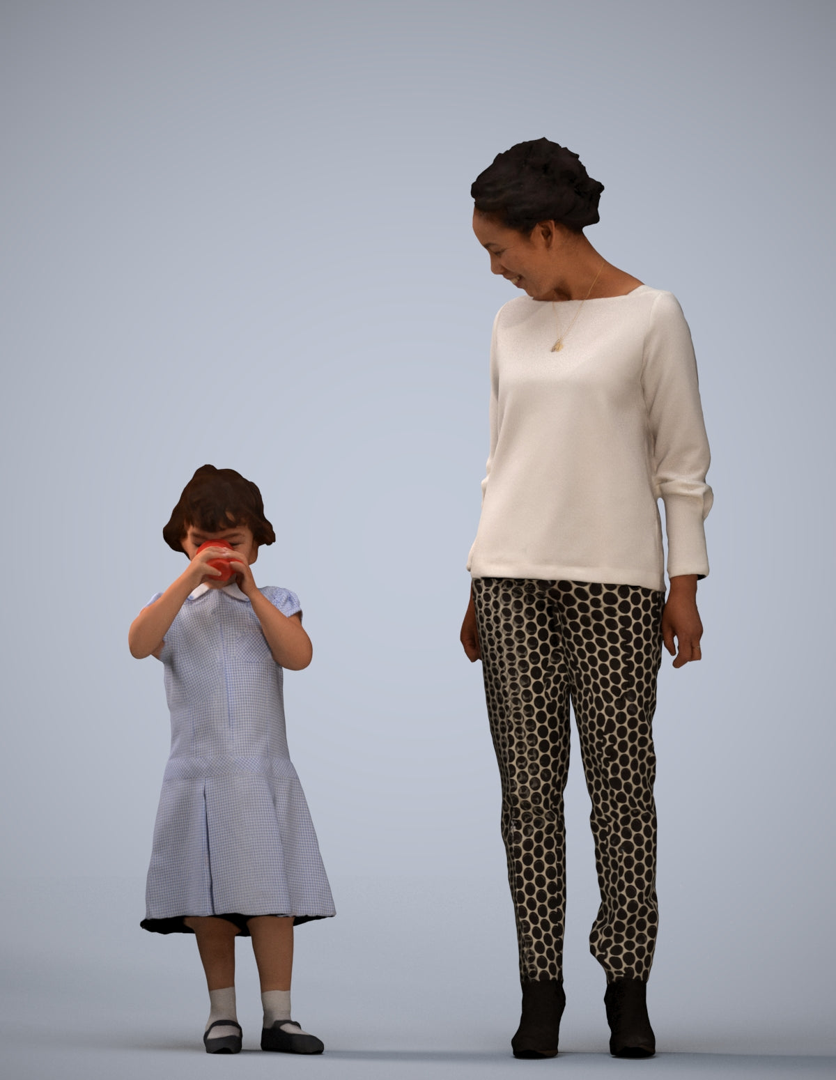 scanned 3D girl casual kids, photogrammetry people for Enscape and V-Ray