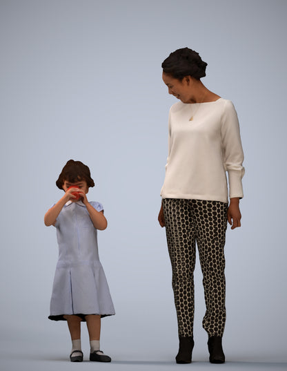 scanned 3D girl casual kids, photogrammetry people for Enscape and V-Ray