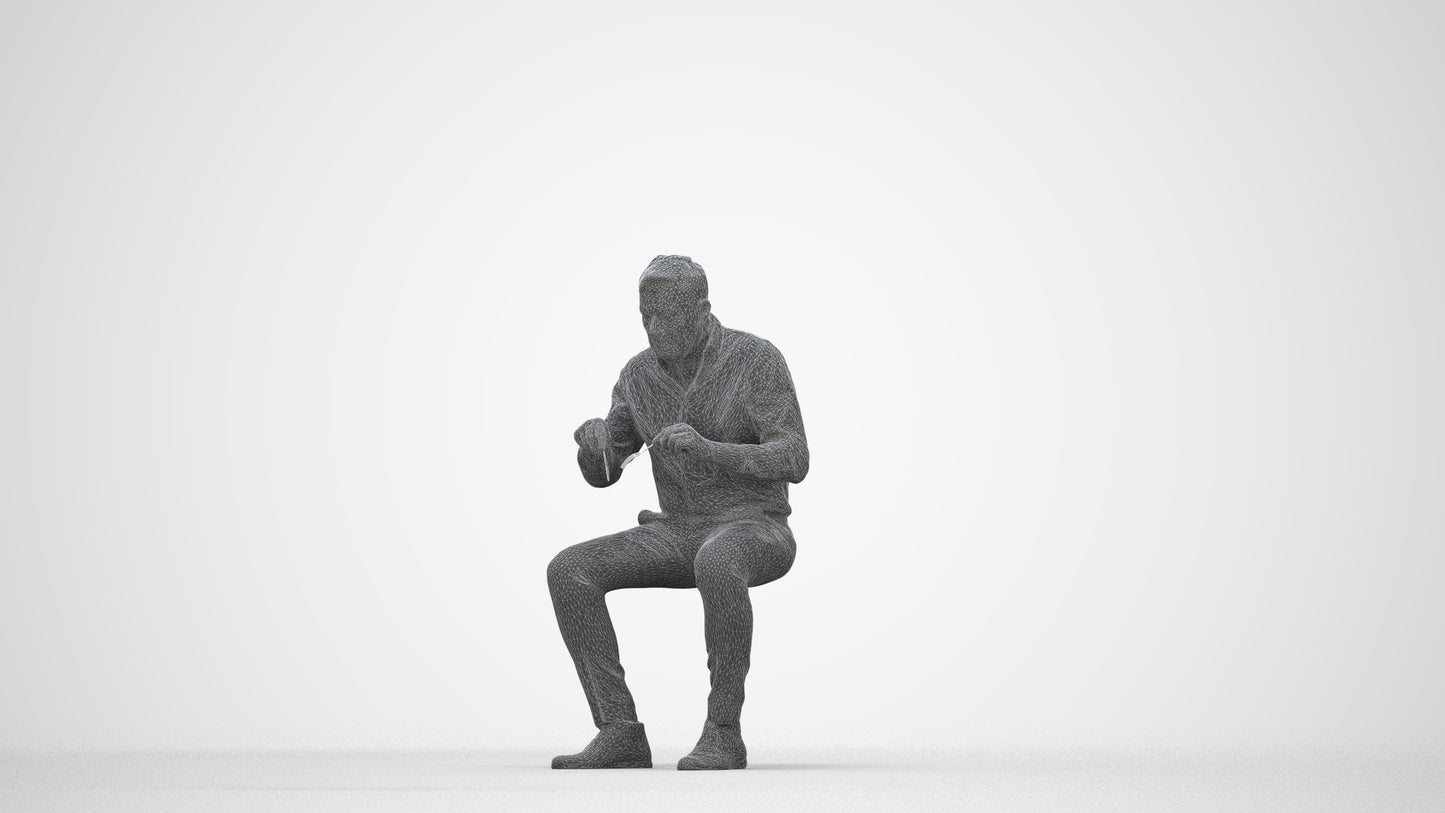 3D people model man casual business, scanned human for 3ds Max rendering, wireframe back view