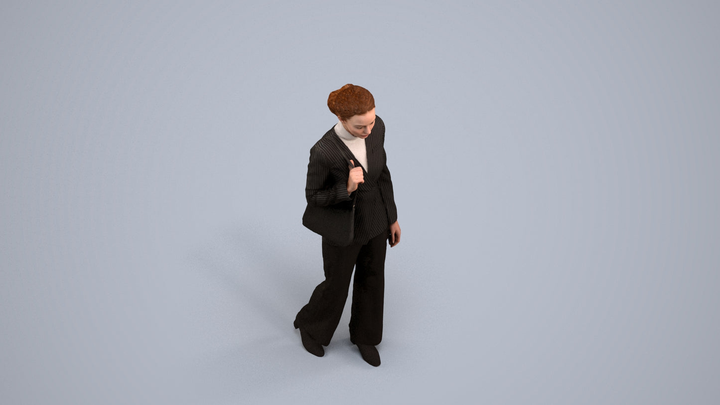 3D scanned woman business, photorealistic archviz people for Enscape and SketchUp, back view render