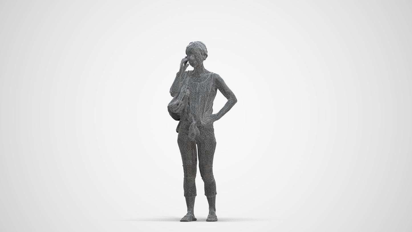 3D scanned senior woman standing, photorealistic archviz people for Enscape and SketchUp, three-quarter front view render