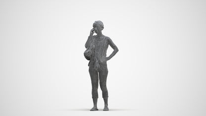 3D scanned senior woman standing, photorealistic archviz people for Enscape and SketchUp, three-quarter front view render