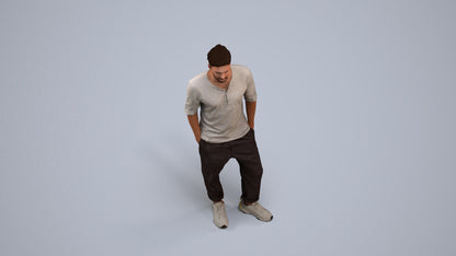 realistic 3D people man casual standing, render-ready for V-Ray and Corona, FBX OBJ, back view render