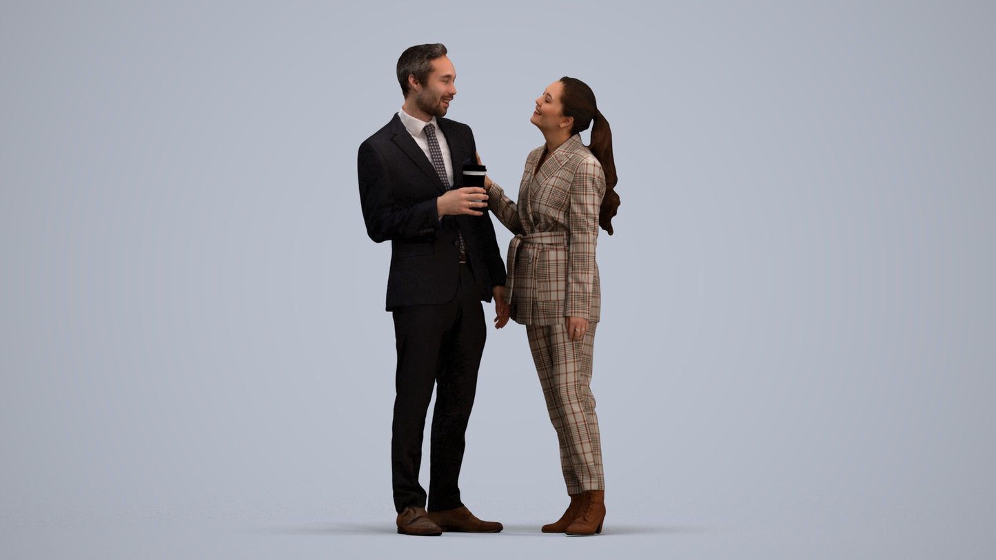 realistic 3D human woman formal business, archviz people FBX OBJ for Blender, standing pose render