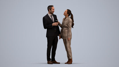 realistic 3D human woman formal business, archviz people FBX OBJ for Blender, standing pose render
