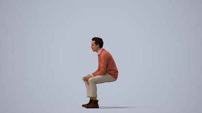 3D scanned man business casual, photorealistic archviz people for Enscape and SketchUp, three-quarter view render