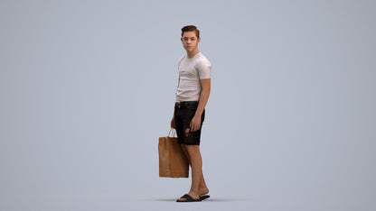 3D human model boy casual kids, photogrammetry scanned person for archviz, standing pose render