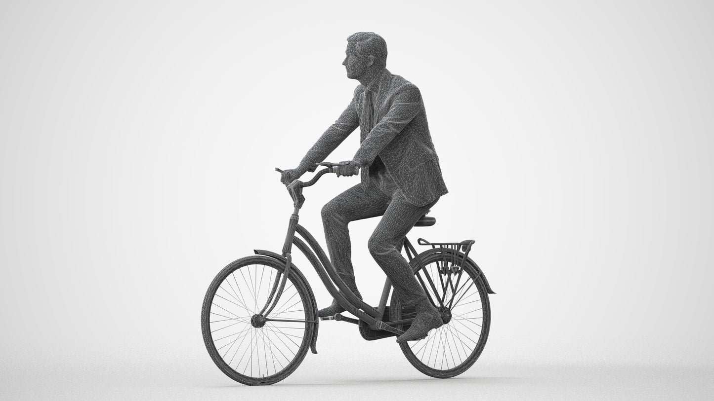 scanned 3D man business cycling, photogrammetry people for Enscape and V-Ray, square thumbnail