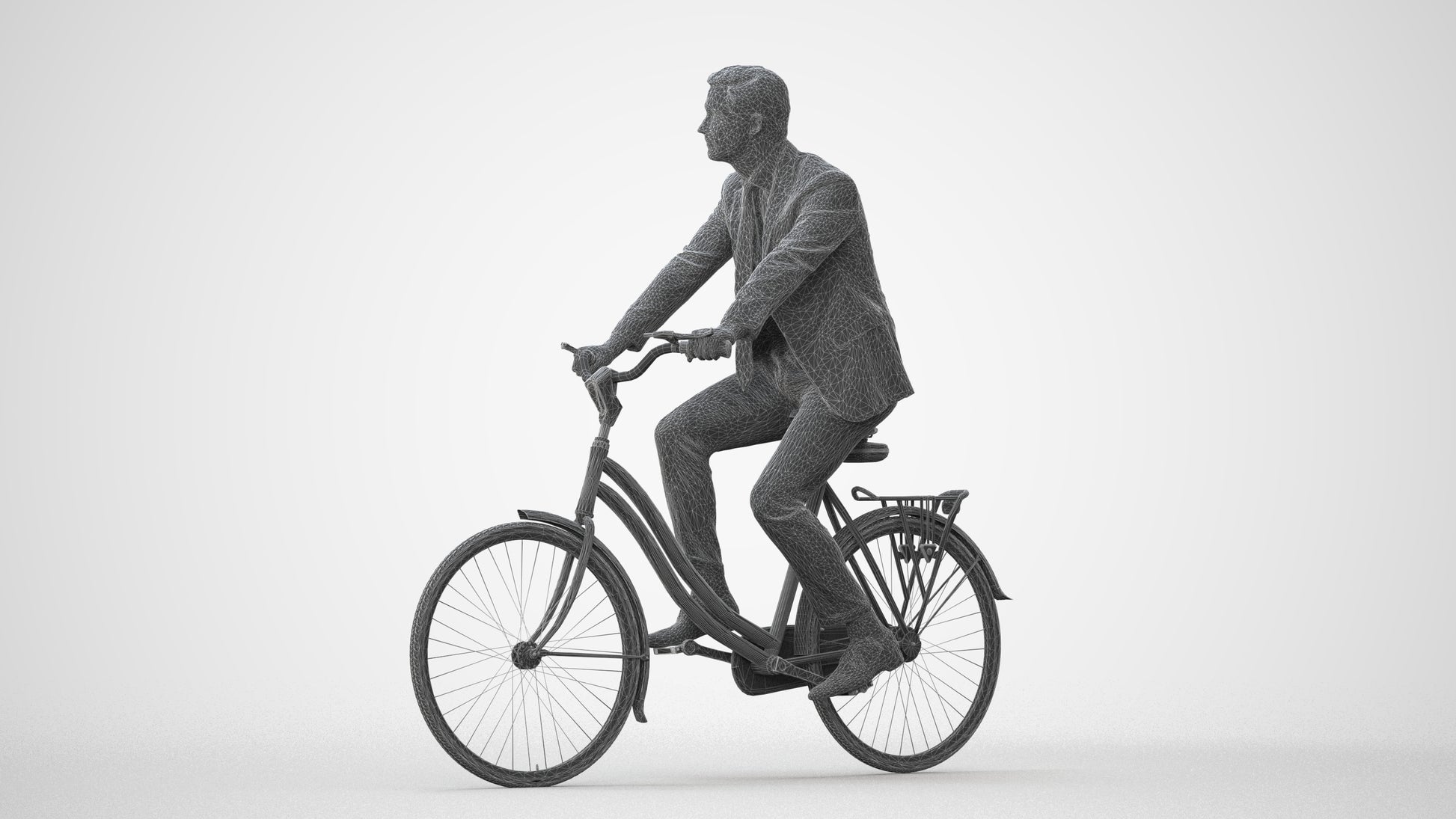 scanned 3D man business cycling, photogrammetry people for Enscape and V-Ray, square thumbnail