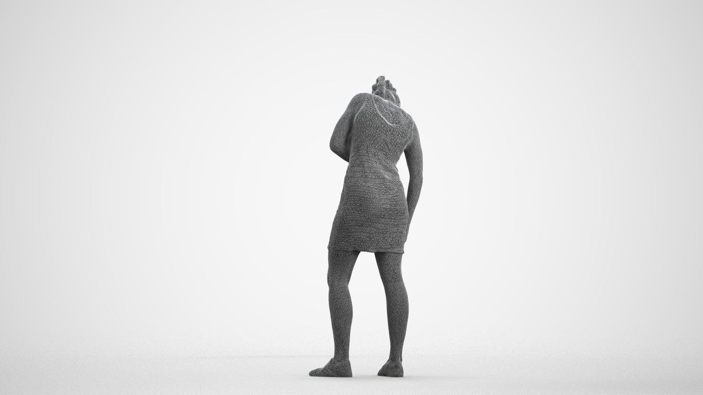 realistic 3D human girl casual kids, archviz people FBX OBJ for Blender, wireframe front view