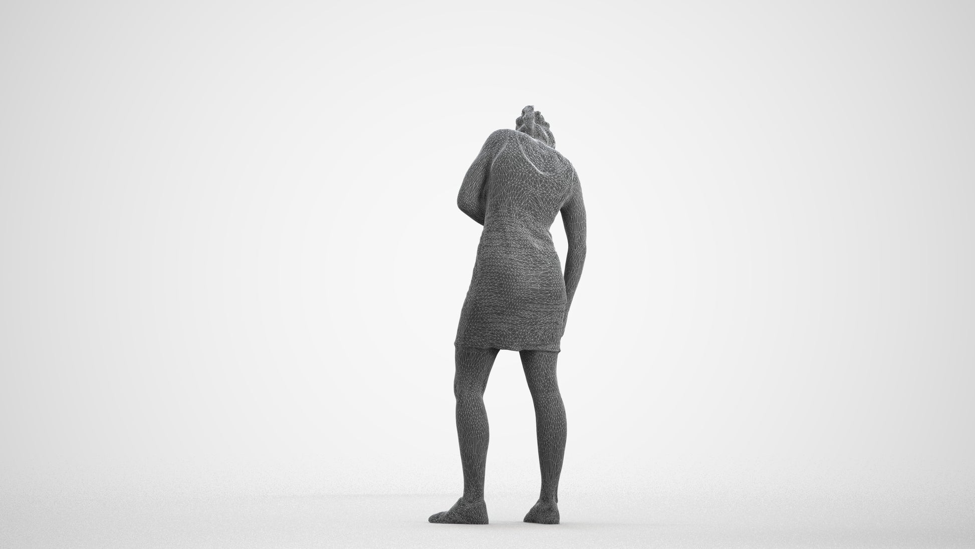 realistic 3D human girl casual kids, archviz people FBX OBJ for Blender, wireframe front view