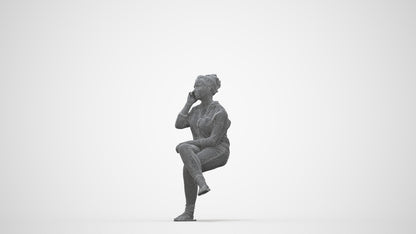 3D scanned boy sitting casual, photorealistic archviz people for Enscape and SketchUp, wireframe back view