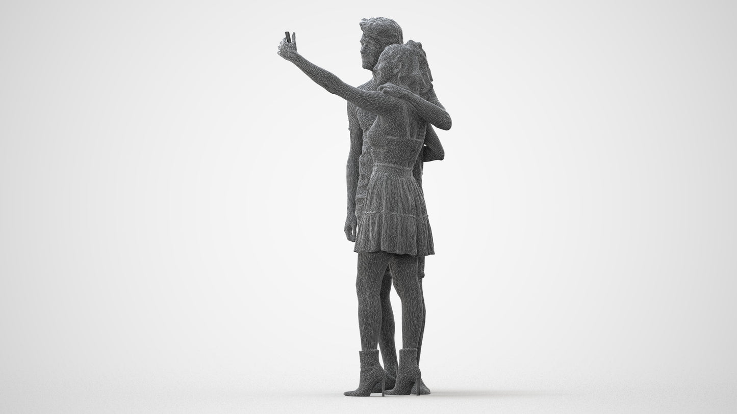 3D scanned woman couple casual, photorealistic archviz people for Enscape and SketchUp, square thumbnail