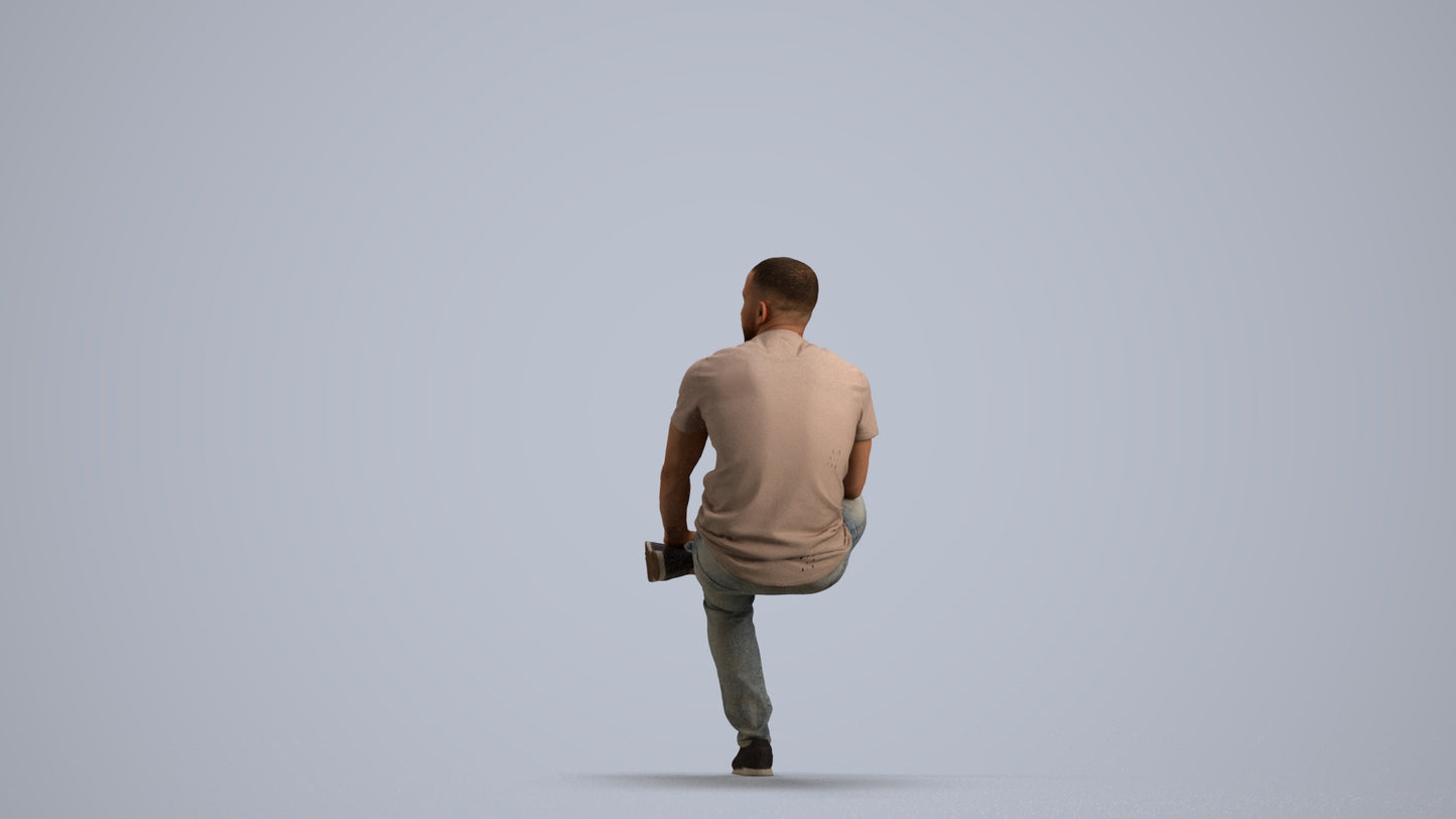 realistic 3D people man casual sitting, render-ready for V-Ray and Corona, FBX OBJ, front view render