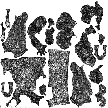 scanned 3D girl business kids, photogrammetry people for Enscape and V-Ray, wireframe top-down view