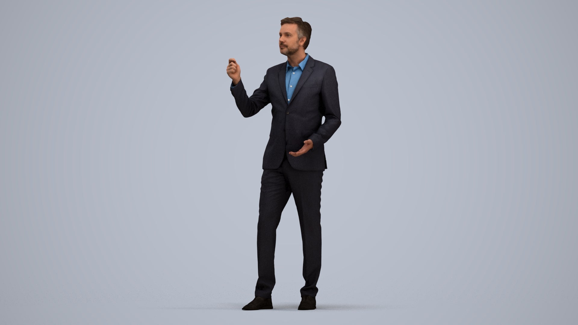 realistic 3D human man business, archviz people FBX OBJ for Blender, standing pose render