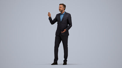 realistic 3D human man business, archviz people FBX OBJ for Blender, standing pose render