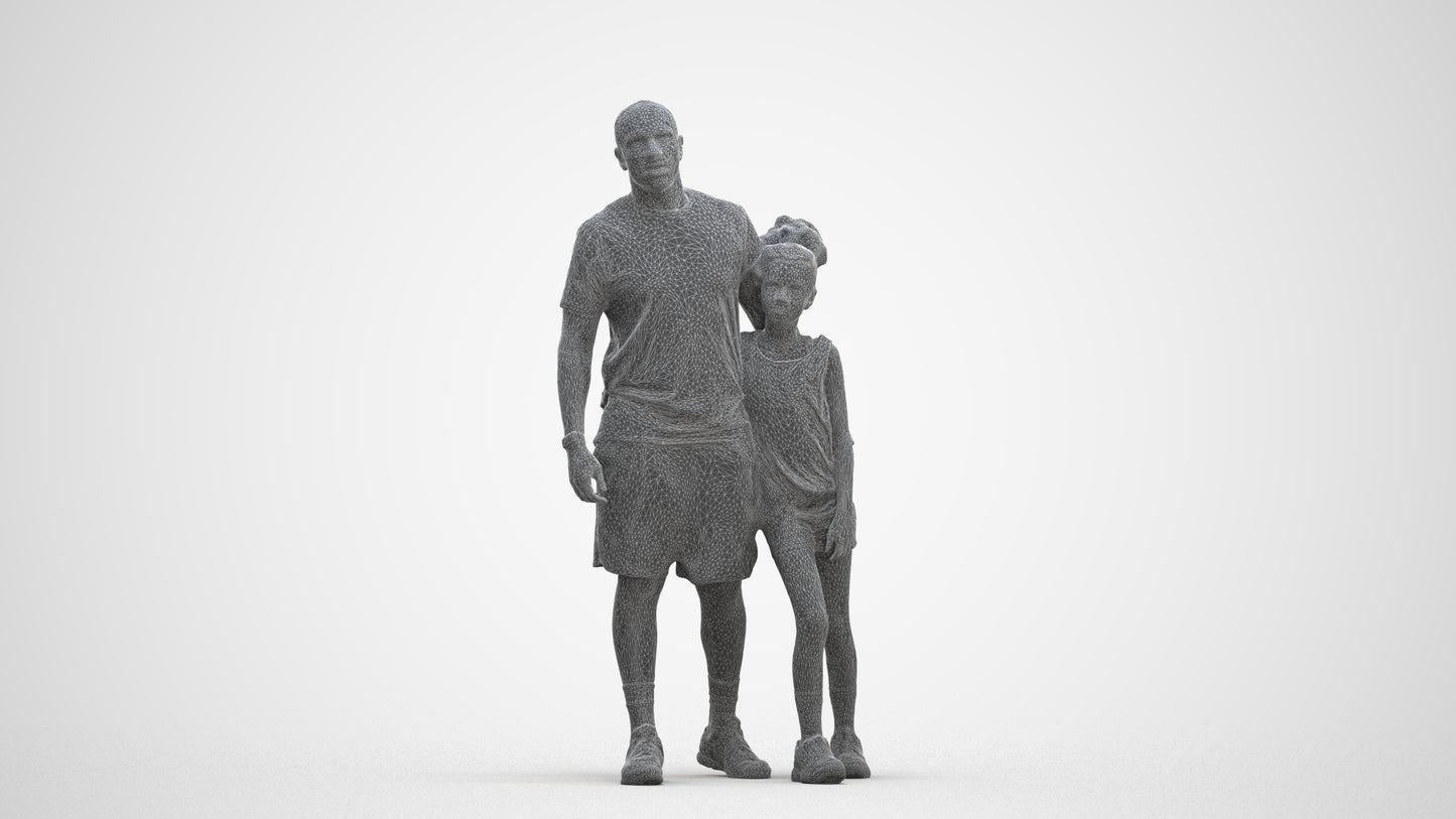 realistic 3D people girl sport kids, render-ready for V-Ray and Corona, FBX OBJ, three-quarter front view render