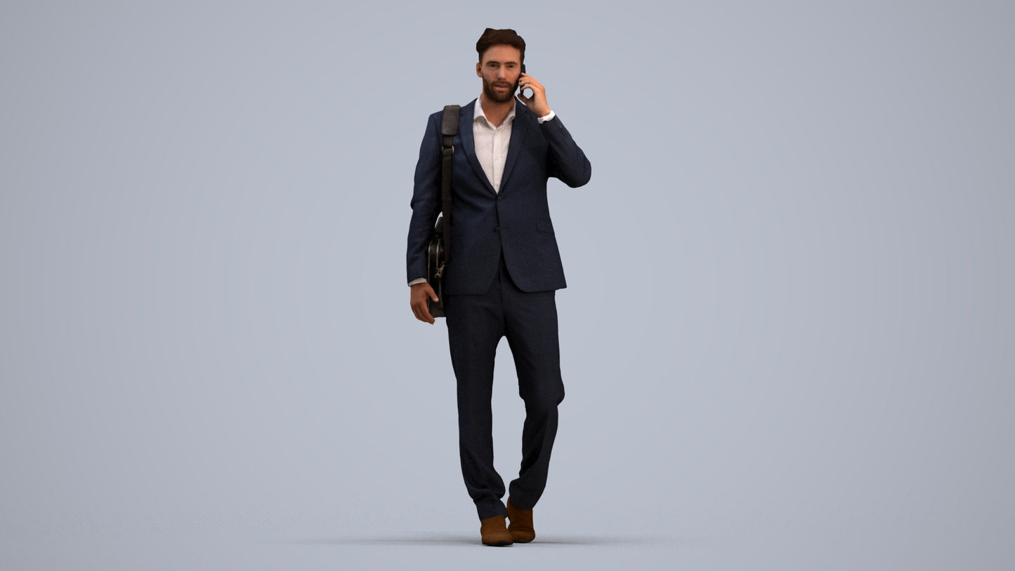 3D scanned man business, photorealistic archviz people for Enscape and SketchUp, standing pose render