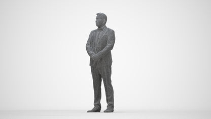 3D people model man business formalaffairs, scanned human for 3ds Max rendering, wireframe back view
