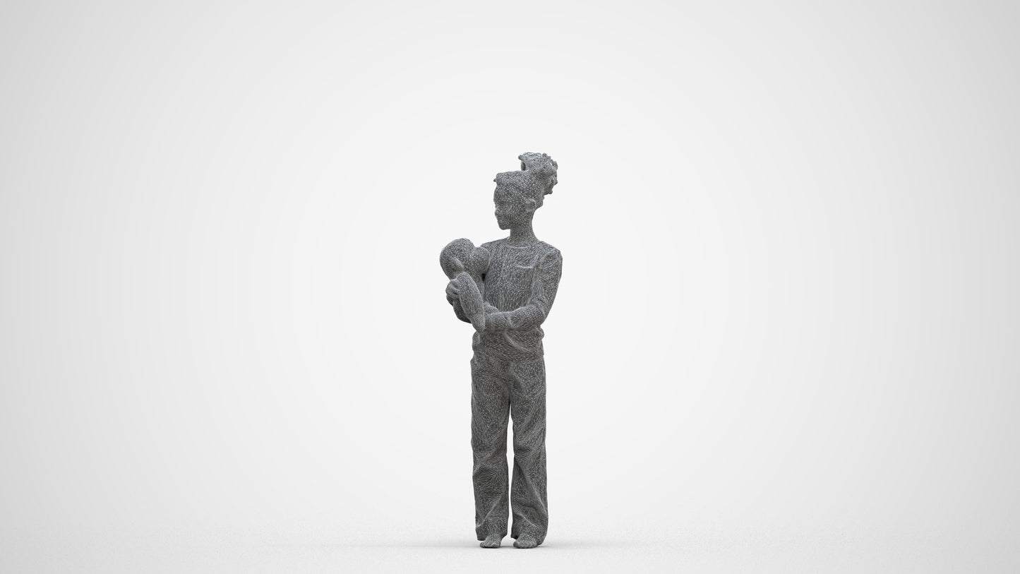 3D people model girl casual kids, scanned human for 3ds Max rendering, three-quarter front view render