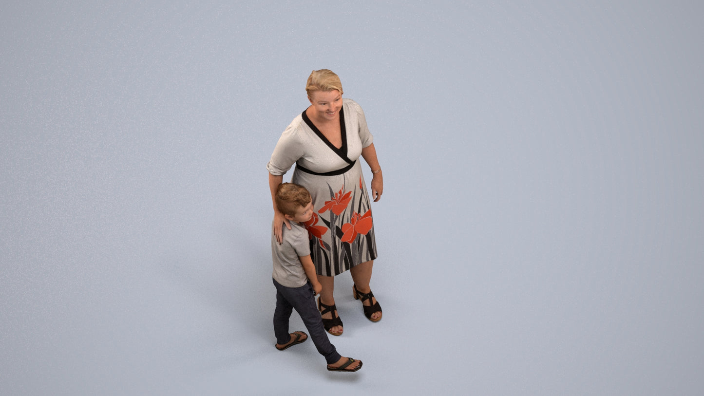 photogrammetry 3D girl casual kids, realistic human model archviz FBX, back view render