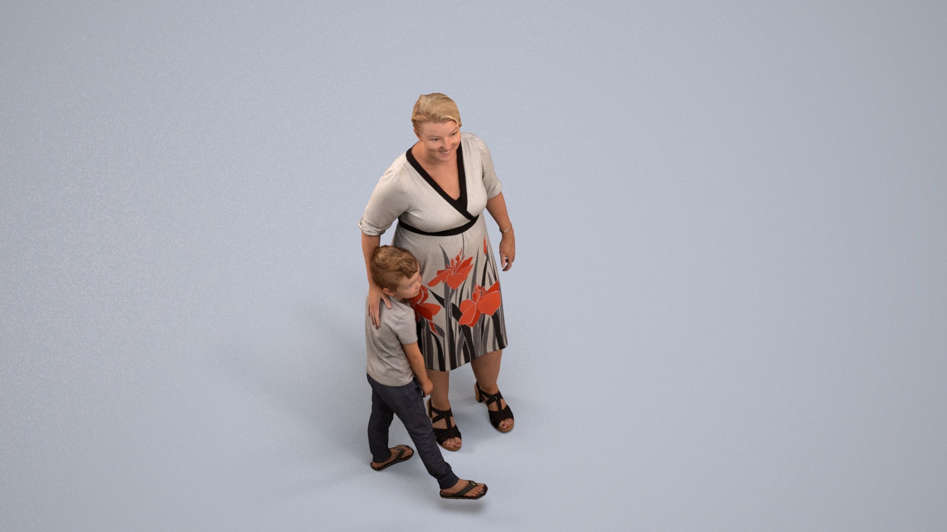 photogrammetry 3D girl casual kids, realistic human model archviz FBX, back view render
