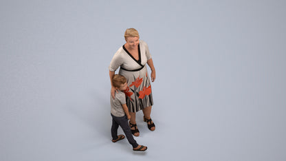 photogrammetry 3D girl casual kids, realistic human model archviz FBX, back view render
