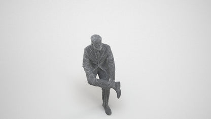 3D scanned man business, photorealistic archviz people for Enscape and SketchUp, wireframe three-quarter view